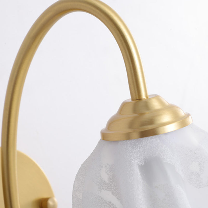 Post Modern Barn Light Brass & Glass 1 - Light Wall Sconce in Gold & White