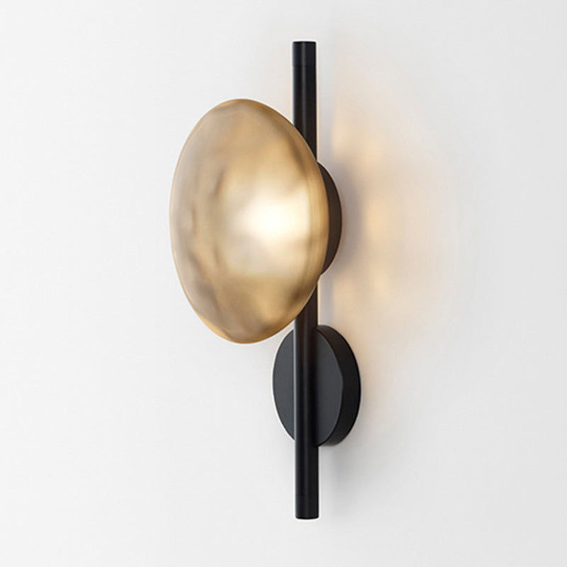 Metal and Glass Wall Sconce in Gold / Black 1 - Light Post Modern Wall Light