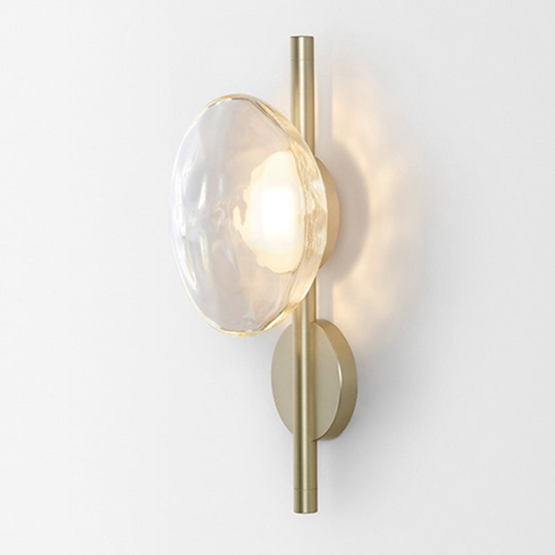 Metal and Glass Wall Sconce in Gold / Black 1 - Light Post Modern Wall Light