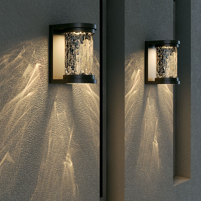 Simple Wall Sconce Cylinder Outdoor Wall Light Fixture with Glass