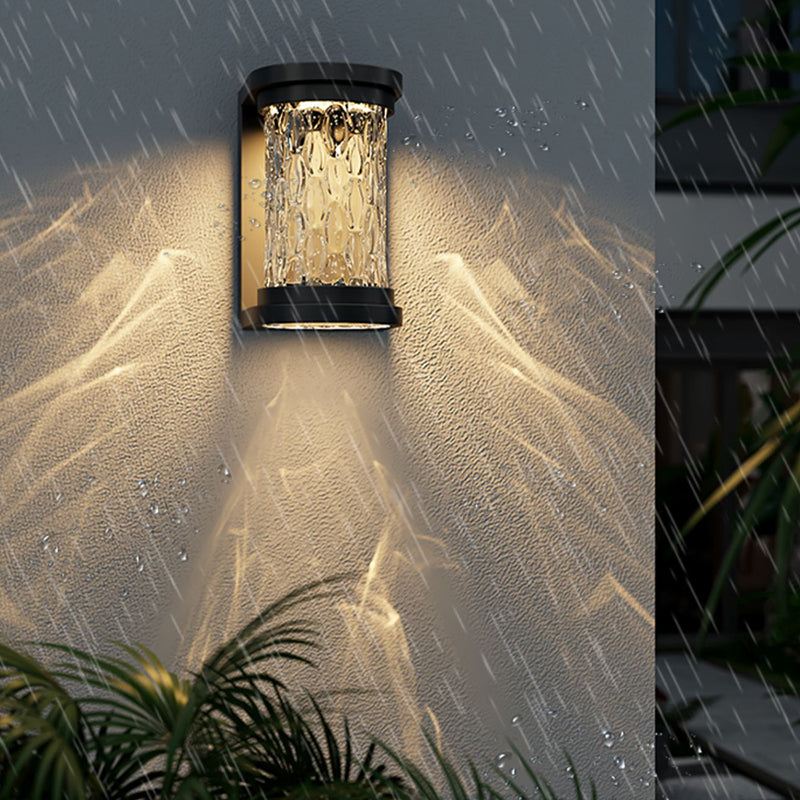 Simple Wall Sconce Cylinder Outdoor Wall Light Fixture with Glass