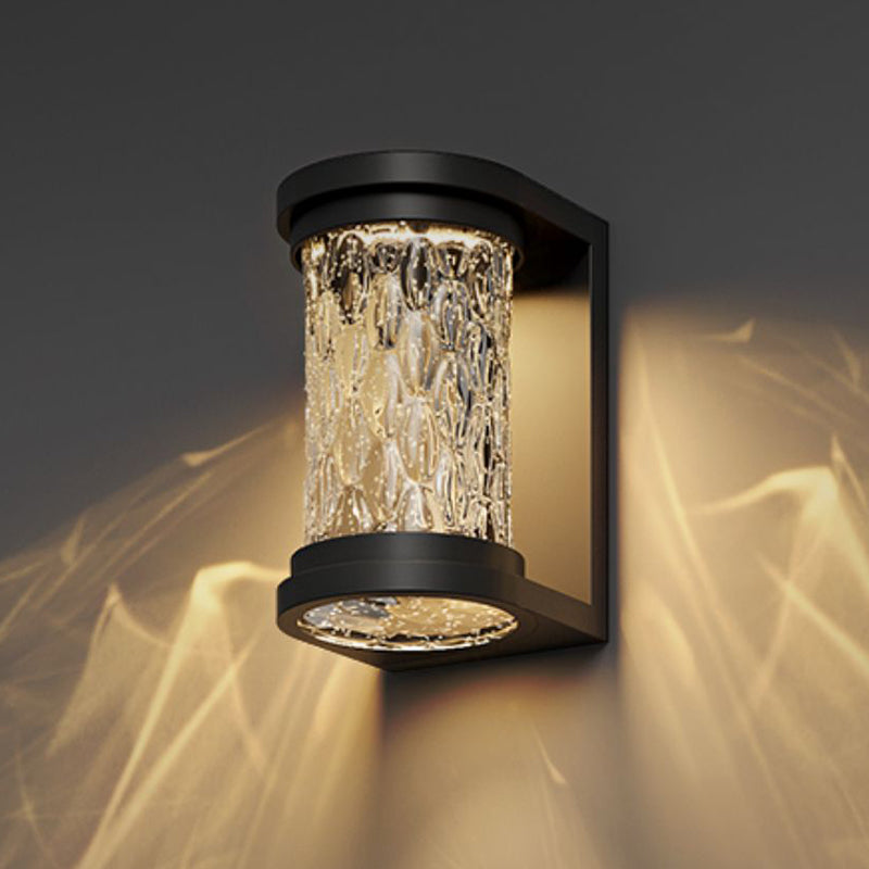 Simple Wall Sconce Cylinder Outdoor Wall Light Fixture with Glass