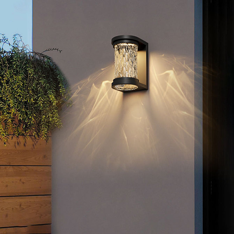 Simple Wall Sconce Cylinder Outdoor Wall Light Fixture with Glass
