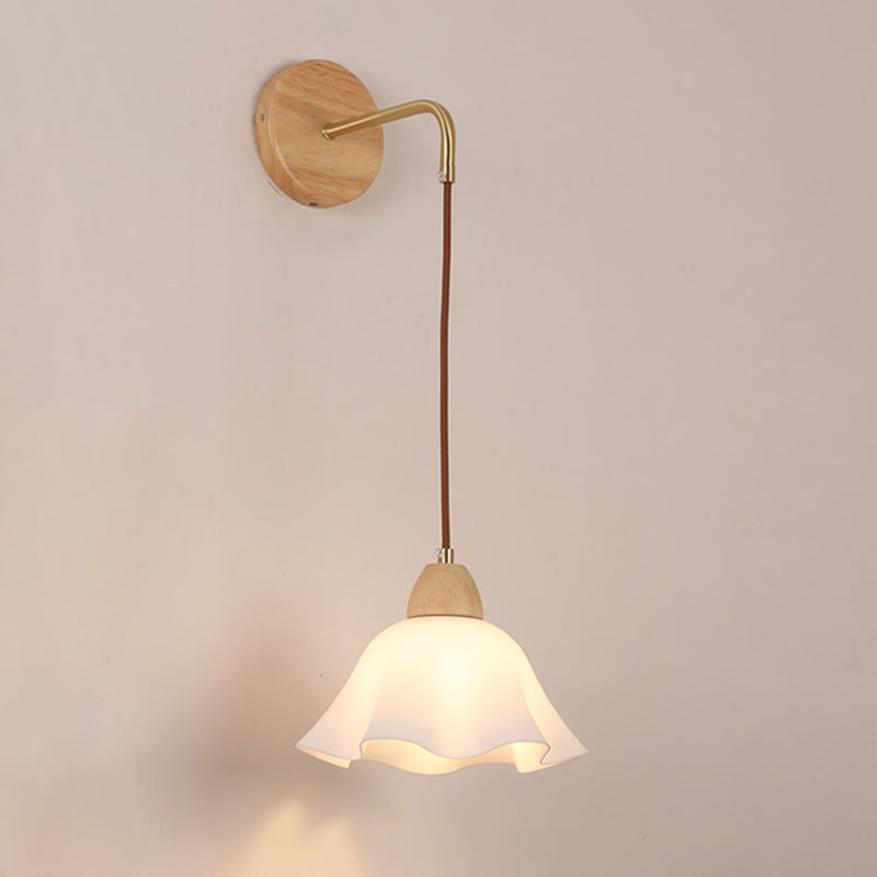 Modern Wall Lamp Wooden 1 Light Wall Vanity Lights for Washroom
