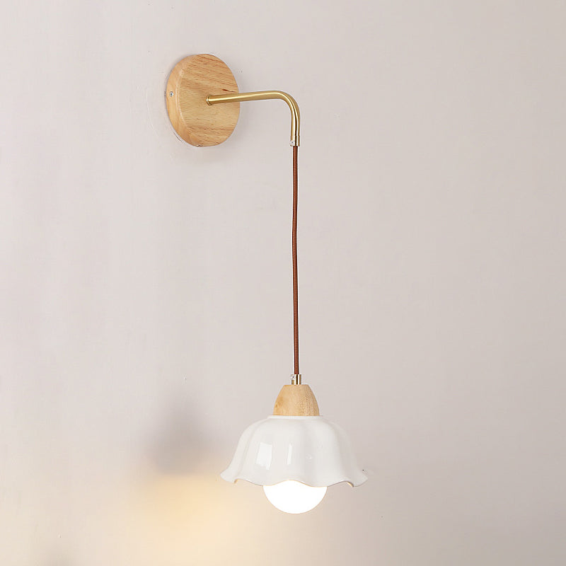 Modern Wall Lamp Wooden 1 Light Wall Vanity Lights for Washroom