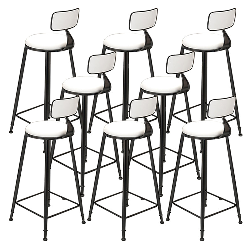 Industrial Armless Dining Stools Round Bar Stools with Metal Base