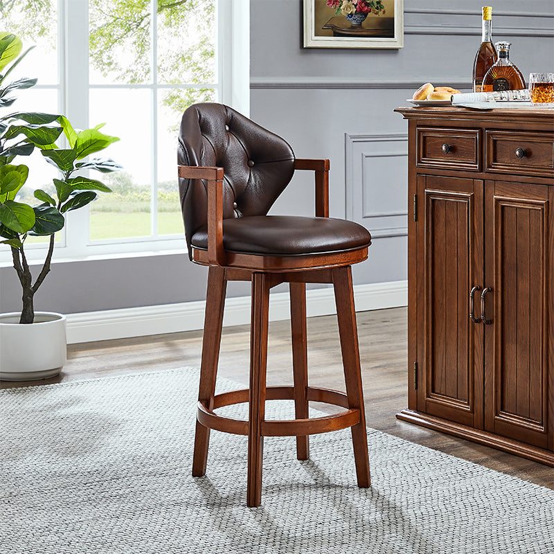 Scandinavian Indoor Bar Stools Solid Wood Armed Stool with Footrest