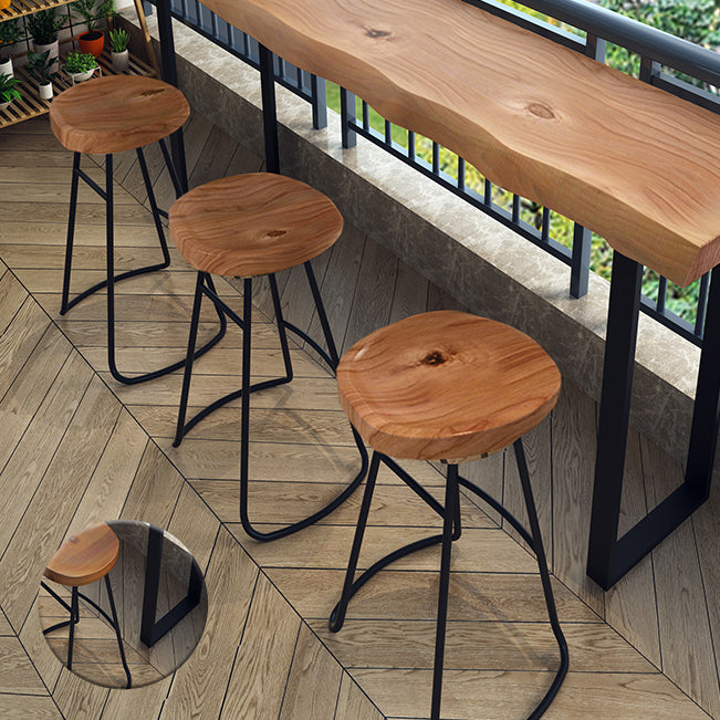 Solid Wood Bar Stools Modern Backless Dining Stools with Footrest