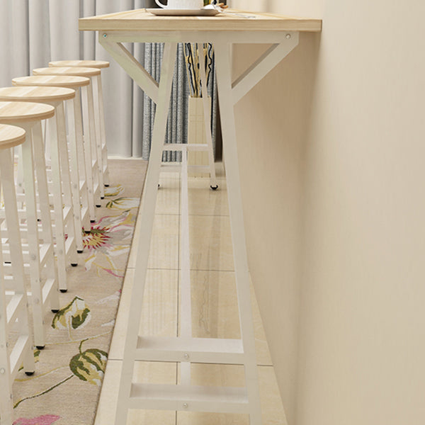 Modern Wood Rectangle Bar Table Metal Base for Milk Tea Shop