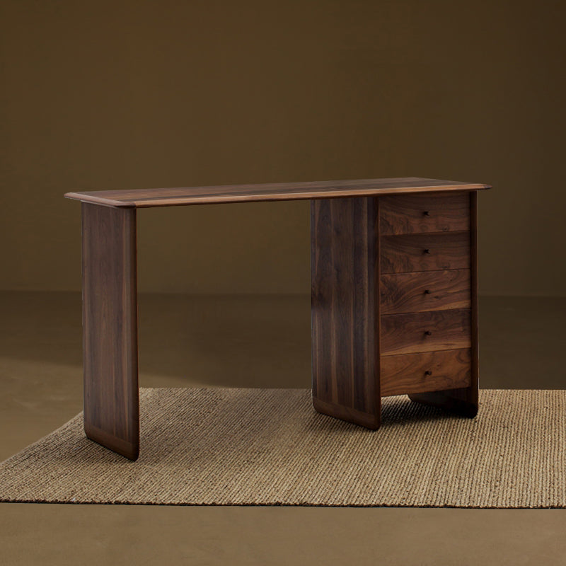 Modern Rectangle Wood Bar Table Wood Base with Lockers for Dining Room