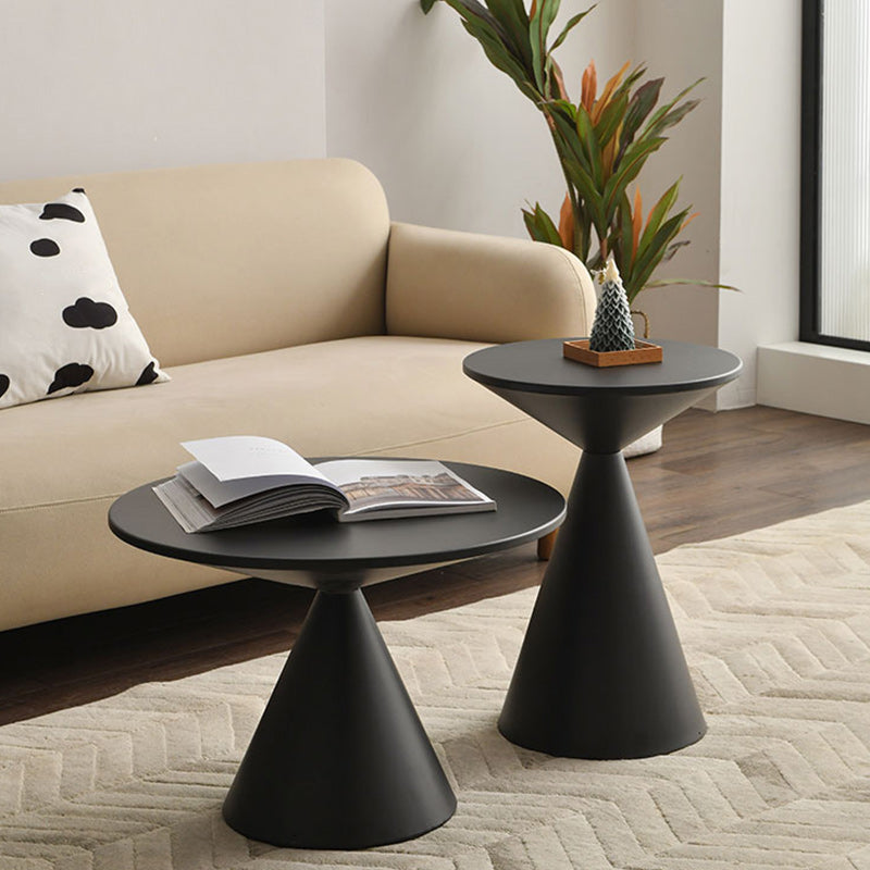 Contemporary Corner Table Round Pedestal Solid Wood Accent Side Table