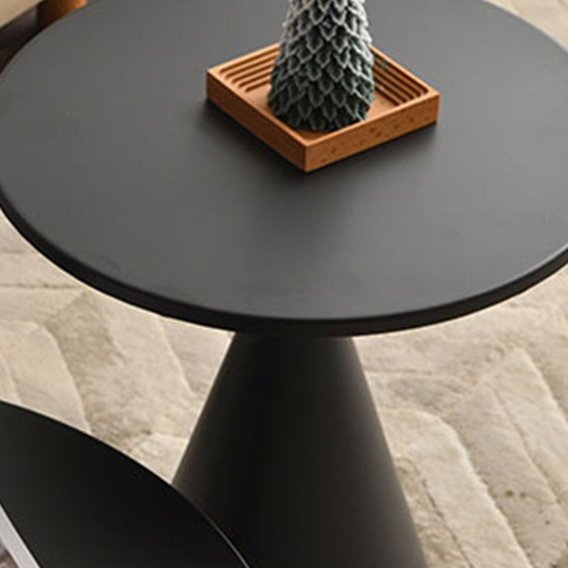 Contemporary Corner Table Round Pedestal Solid Wood Accent Side Table