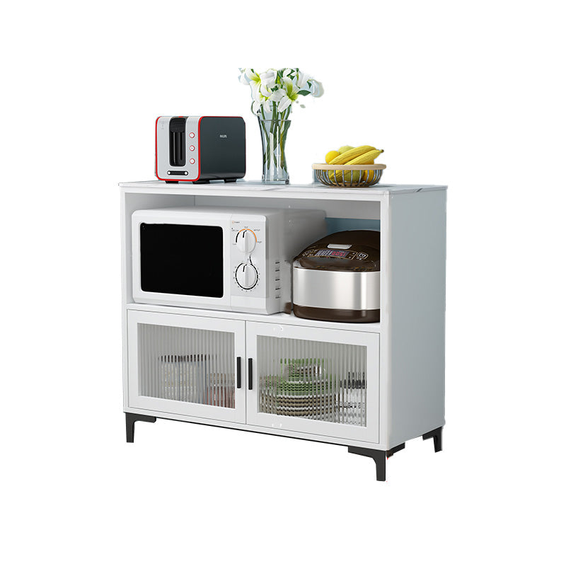 Dining Room Island Table Modern Marble Prep Table with Storage Cabinet