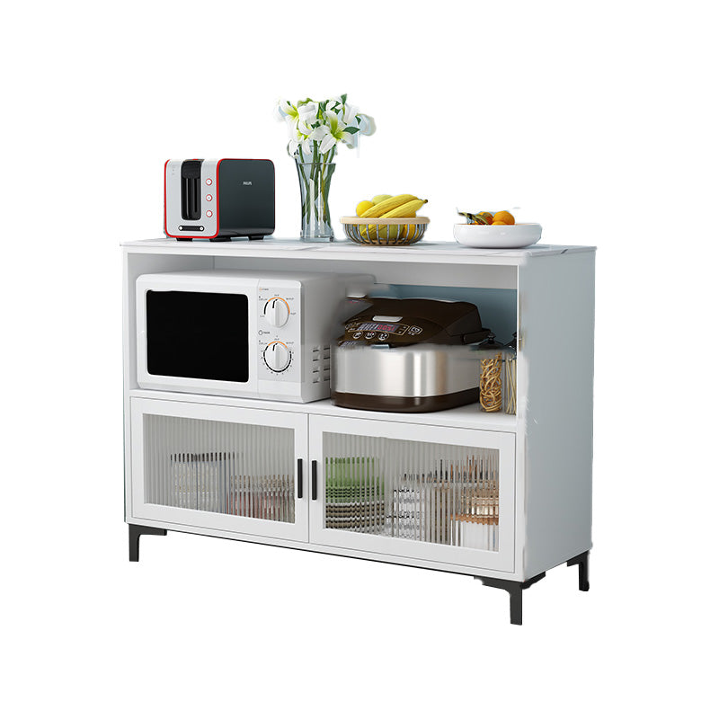 Dining Room Island Table Modern Marble Prep Table with Storage Cabinet