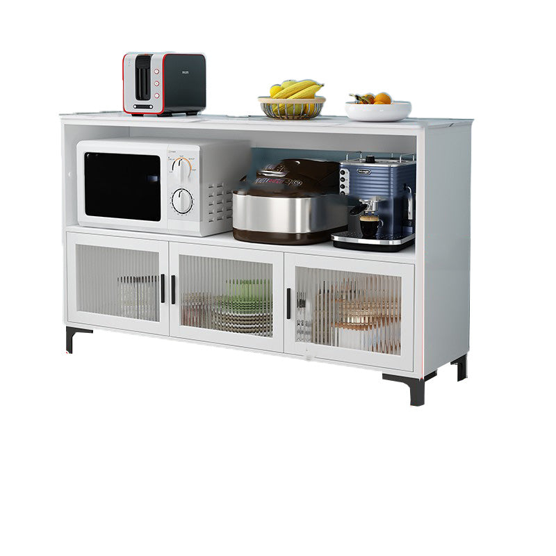 Dining Room Island Table Modern Marble Prep Table with Storage Cabinet