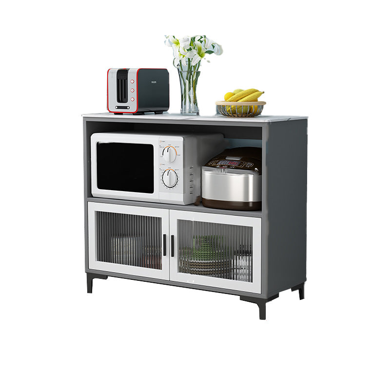 Dining Room Island Table Modern Marble Prep Table with Storage Cabinet
