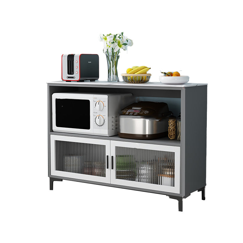 Dining Room Island Table Modern Marble Prep Table with Storage Cabinet
