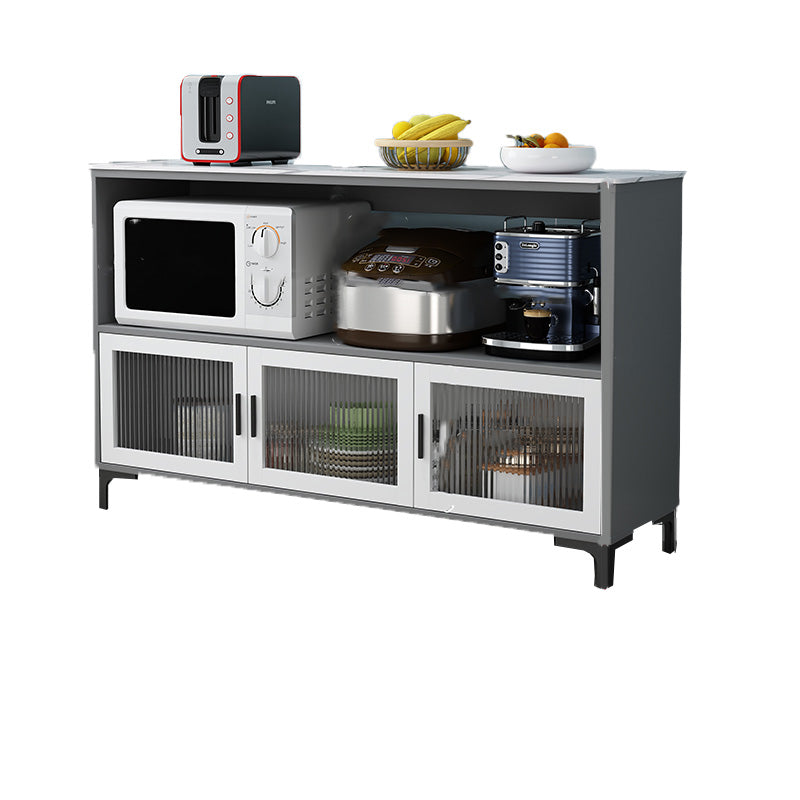 Dining Room Island Table Modern Marble Prep Table with Storage Cabinet