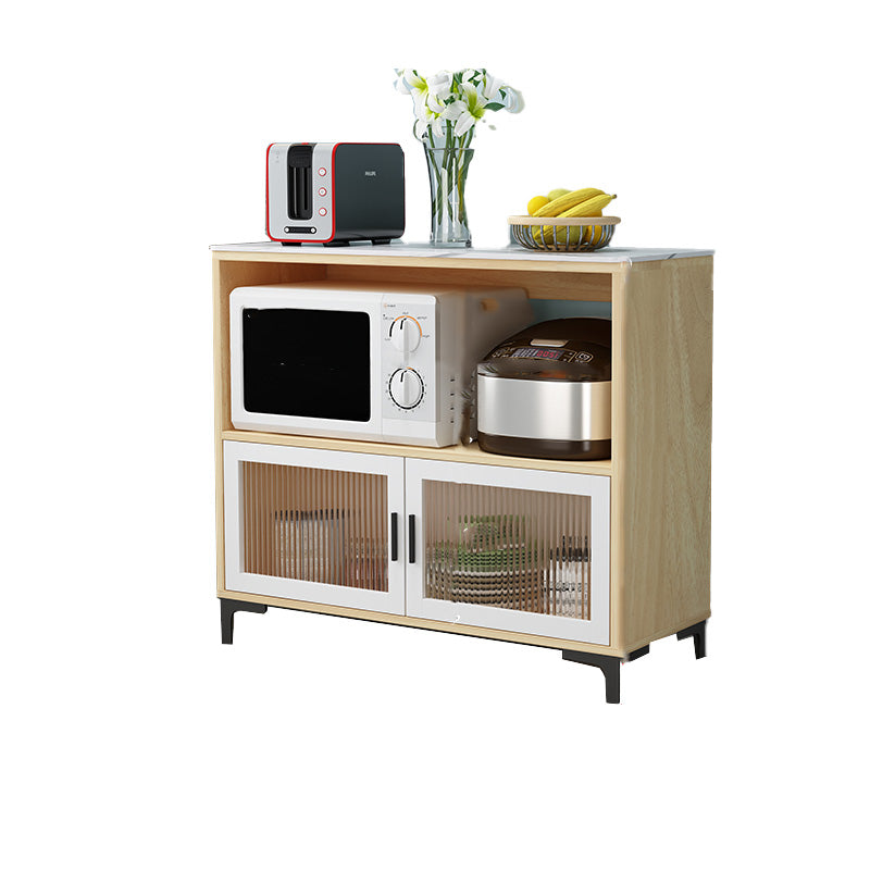 Dining Room Island Table Modern Marble Prep Table with Storage Cabinet