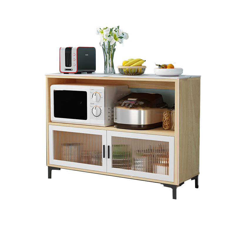 Dining Room Island Table Modern Marble Prep Table with Storage Cabinet