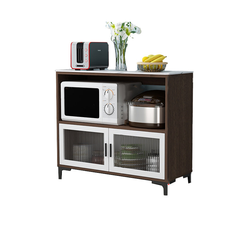 Dining Room Island Table Modern Marble Prep Table with Storage Cabinet