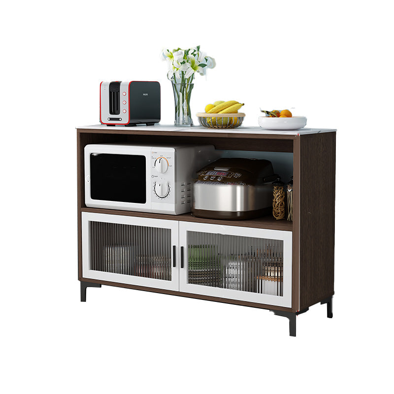 Dining Room Island Table Modern Marble Prep Table with Storage Cabinet