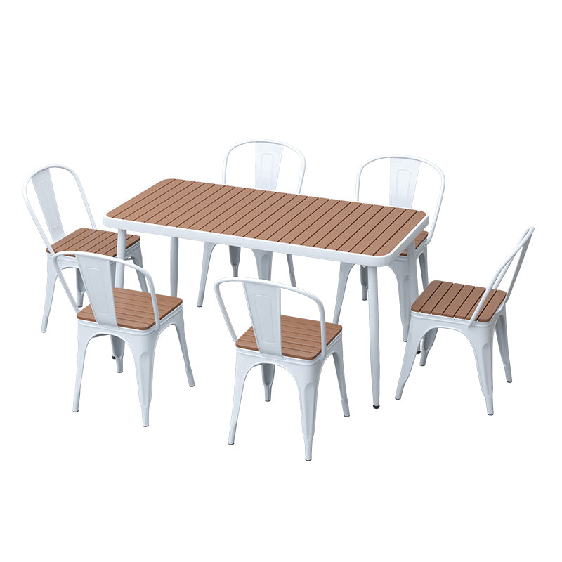 Modern Rectangular Picnic Table Set 1/2/4/5/6/7 Pcs Manufactured Wood Picnic Set