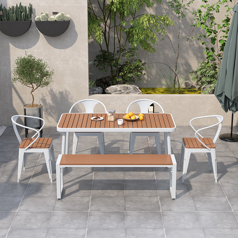 Modern Rectangular Picnic Table Set 1/2/4/5/6/7 Pcs Manufactured Wood Picnic Set