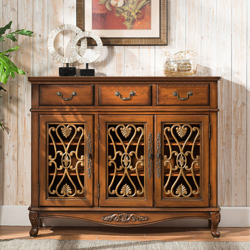 Industrial Cabriole Legs Storage Cabinet Solid Wood Storage Cabinet