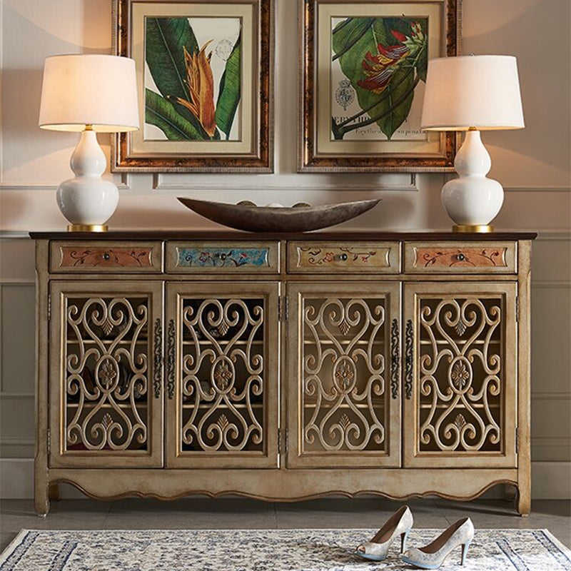 Industrial Cabriole Legs Storage Cabinet Solid Wood Storage Cabinet