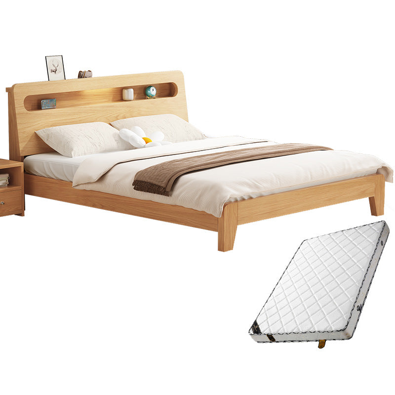 Rectangular Standard Bed Solid Color Panel Bed with Headboard