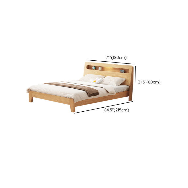 Rectangular Standard Bed Solid Color Panel Bed with Headboard