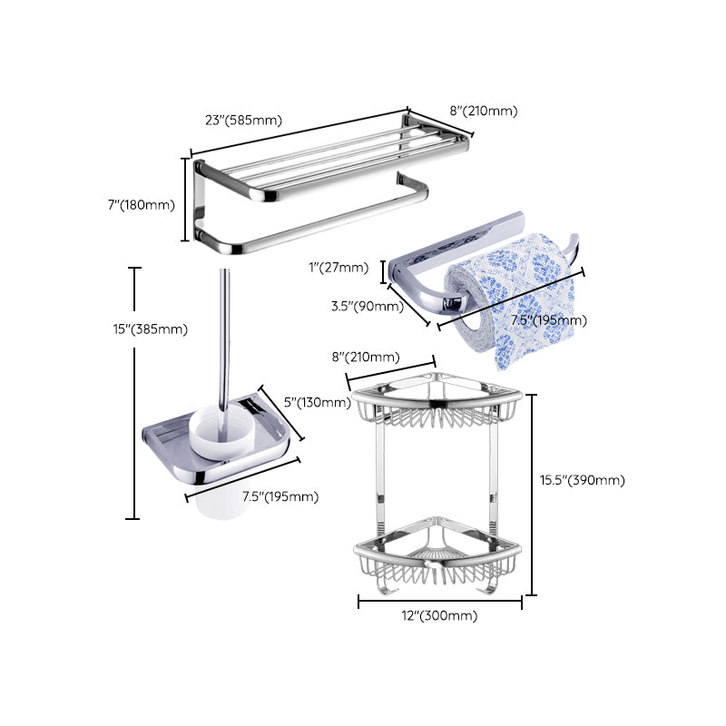 Modern Stainless Steel Bath Hardware Set Towel Bar Bath Shelf Bathroom Accessory Kit