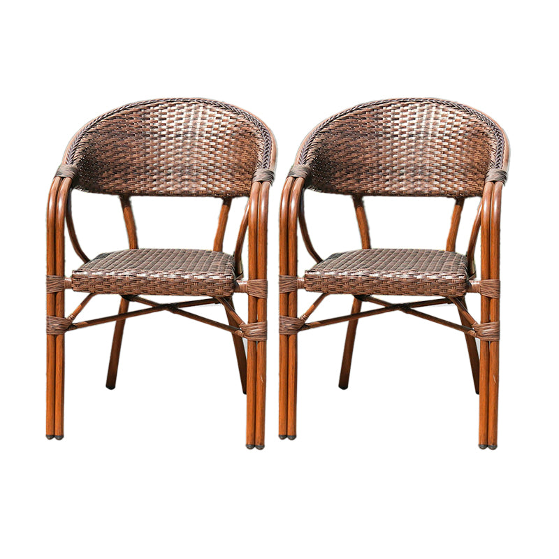 Tropical Rattan Patio Dining Chair Open Back Outdoors Dining Chairs