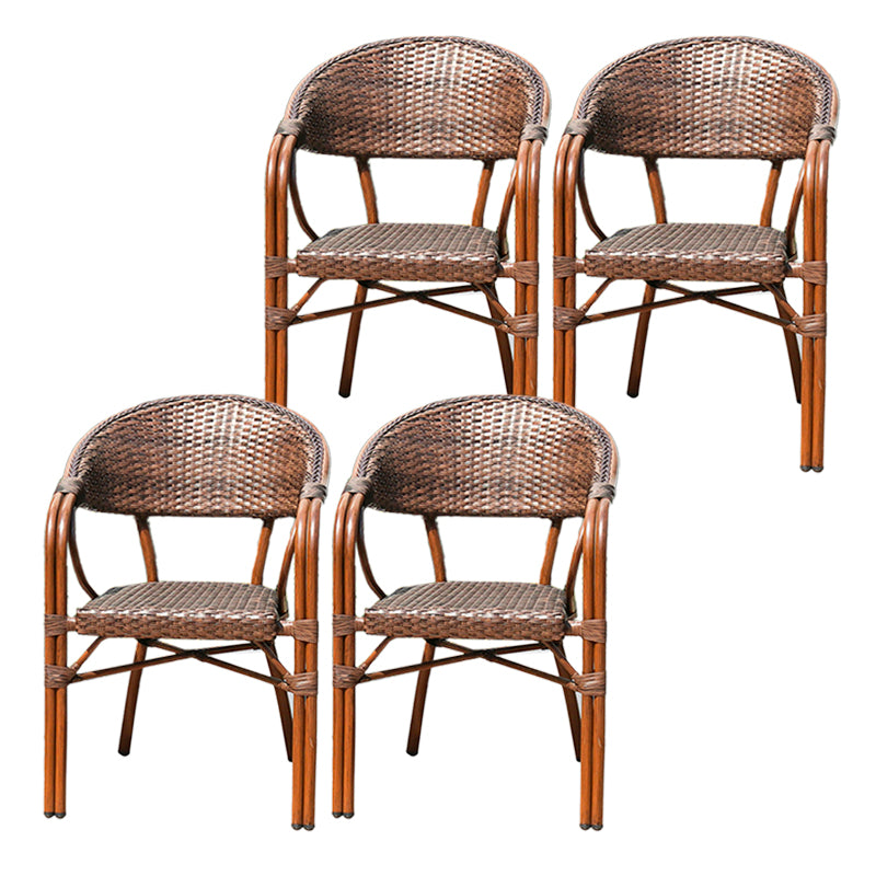 Tropical Rattan Patio Dining Chair Open Back Outdoors Dining Chairs