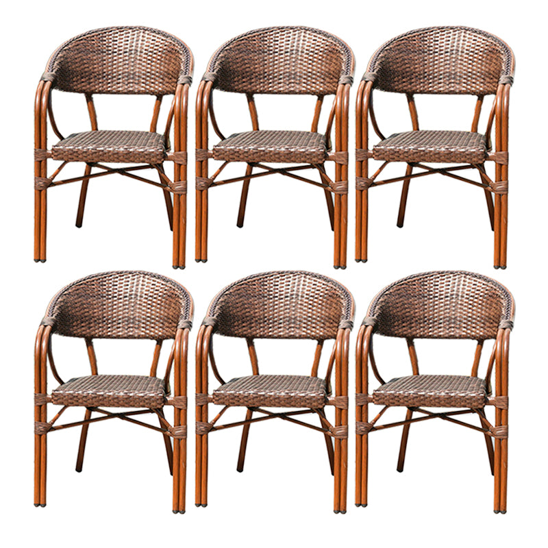 Tropical Rattan Patio Dining Chair Open Back Outdoors Dining Chairs