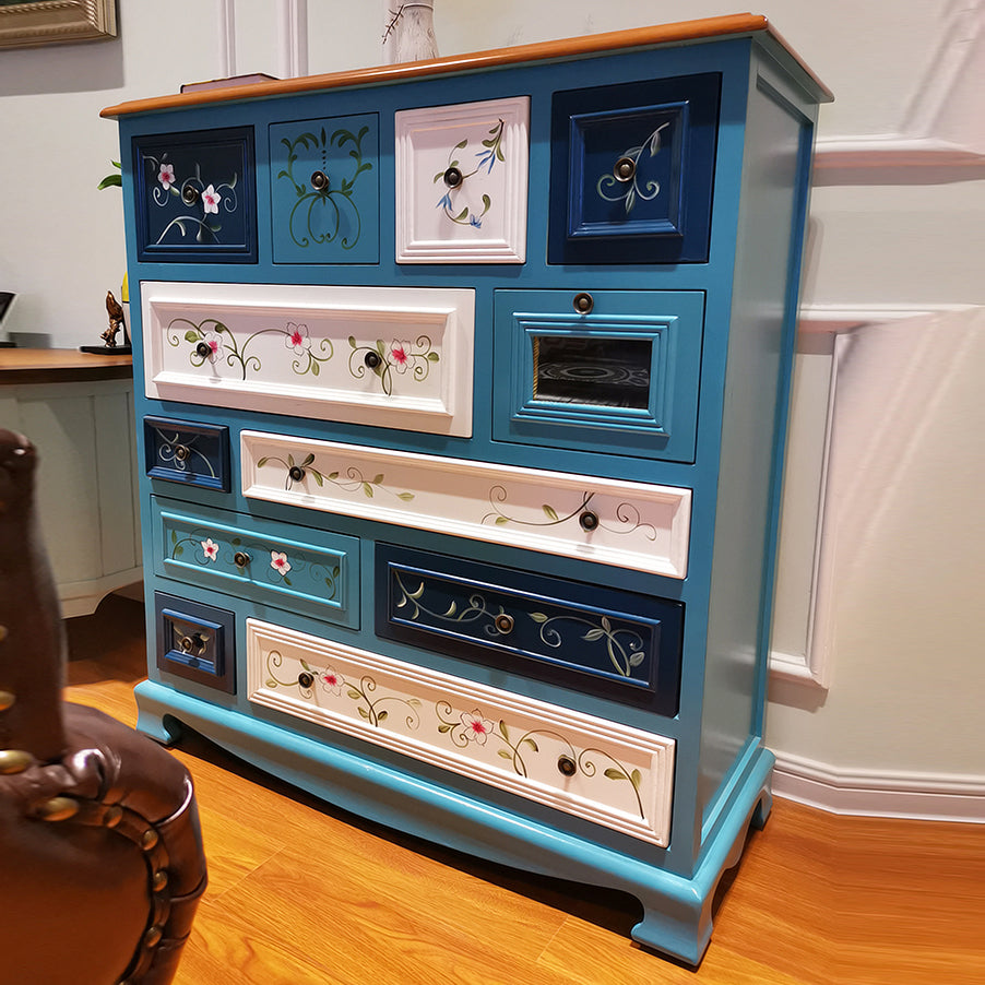 Coastal Storage Chest Dresser Wooden Dresser with Multi Drawers