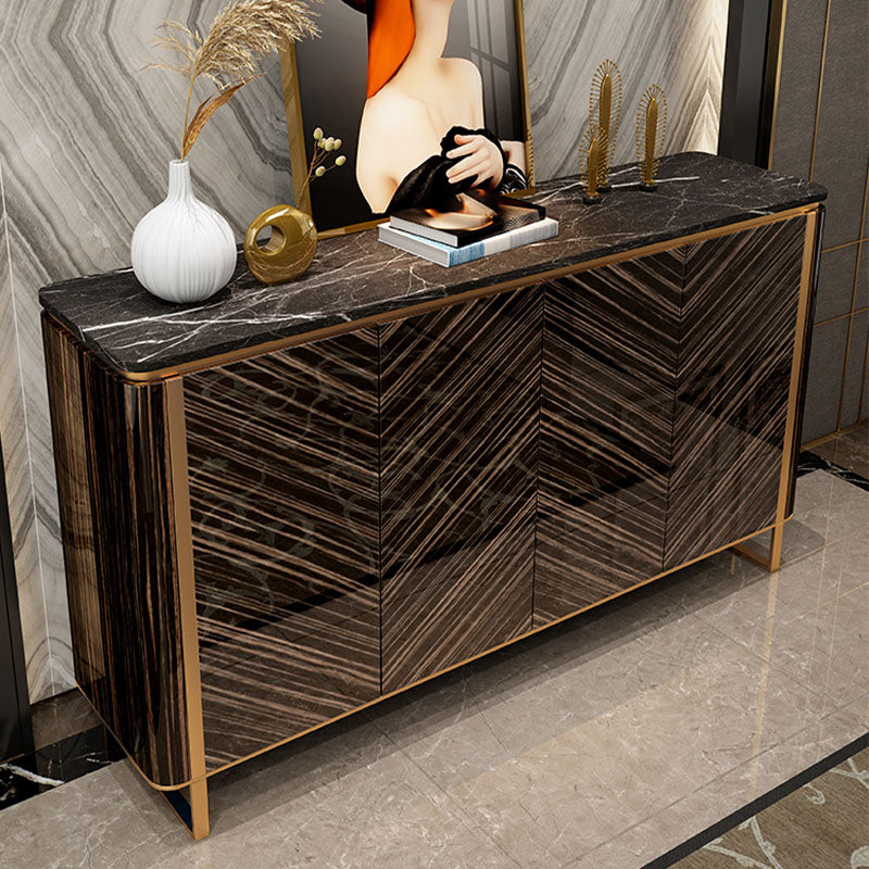 Glam Buffet Table Stone Storage Sideboard Buffet with Doors for Dining Room