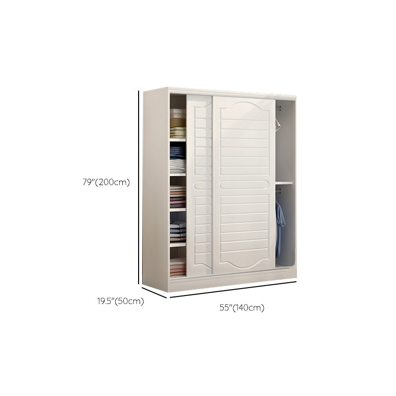 Modern White Wood Frame Wardrobe Freestanding Wardrobe with Soft Close Doors