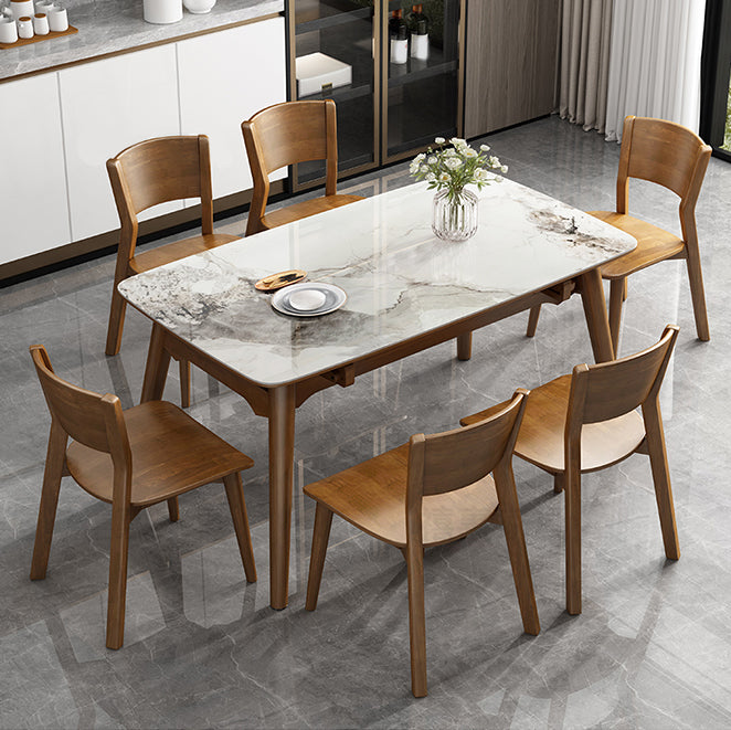 Extendable Sintered Stone Dining Table Set 1/4/7 Pieces Dining Set for Kitchen