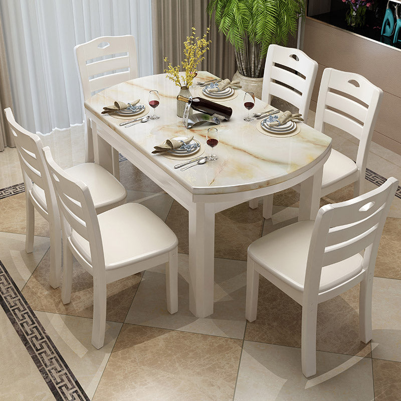 Modern Stone Round Dining Table Rubber Wood Legs for Dining Room