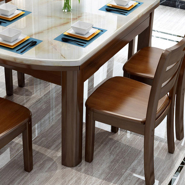 Modern Stone Round Dining Table Rubber Wood Legs for Dining Room