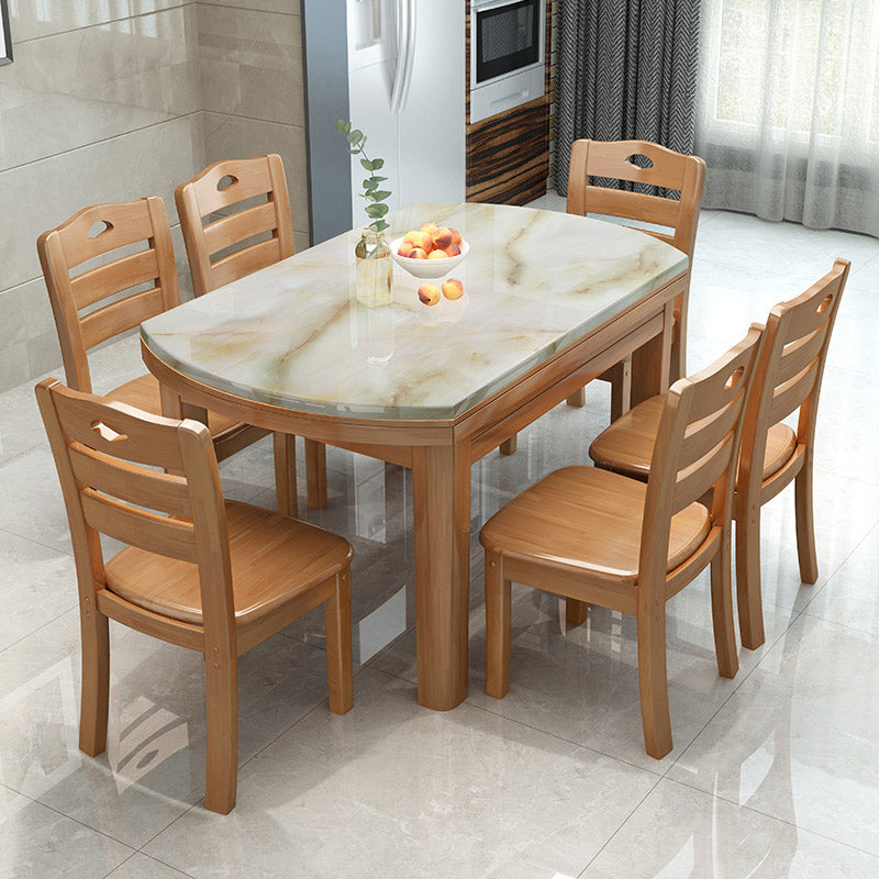Modern Round Stone Dining Table Rubber Legs Foldable Table for Dining Room