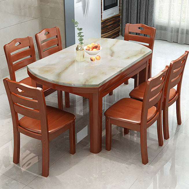 Modern Round Stone Dining Table Rubber Legs Foldable Table for Dining Room