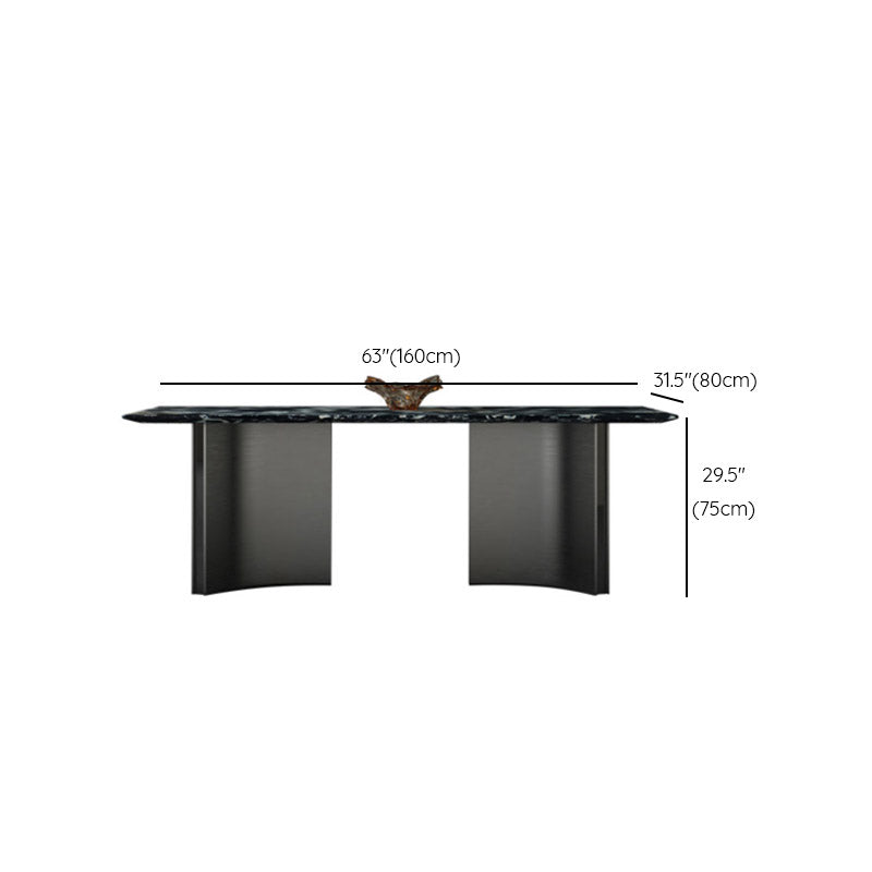 Modern Stone Rectangle Dining Table Stainless Steel Base for Dining Room