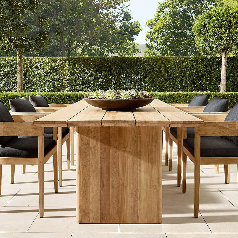 Contemporary Patio Table with UV Resistant Solid Wood Dining Table