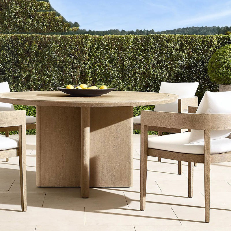 Contemporary Patio Table with UV Resistant Solid Wood Dining Table