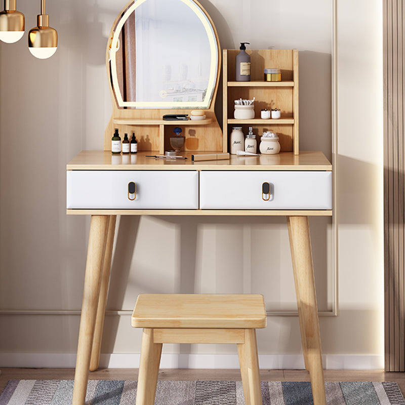 Modernist Solid Wood Make-up Vanity Home Vanity Desk with Mirror for Bedroom