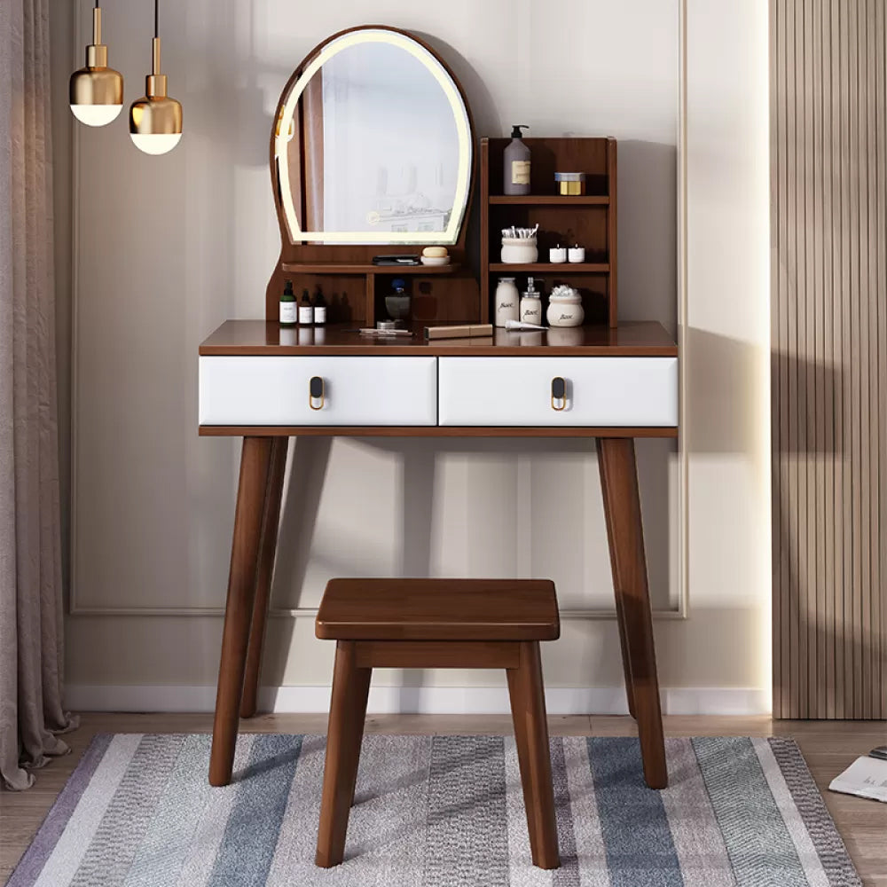 Modernist Solid Wood Make-up Vanity Home Vanity Desk with Mirror for Bedroom
