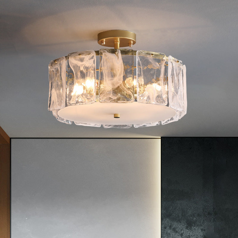 Contemporary Ceiling Lamp Simple Flush Mount Light Fixture with Glass Shade for Bedroom